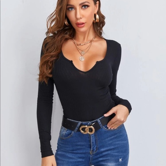 SHEIN Tops - SHEIN Black Long Sleeve Top Size L NWT